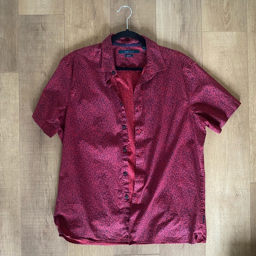 Mens Perry Ellis Red Navy Floral Standard Fit Shirt